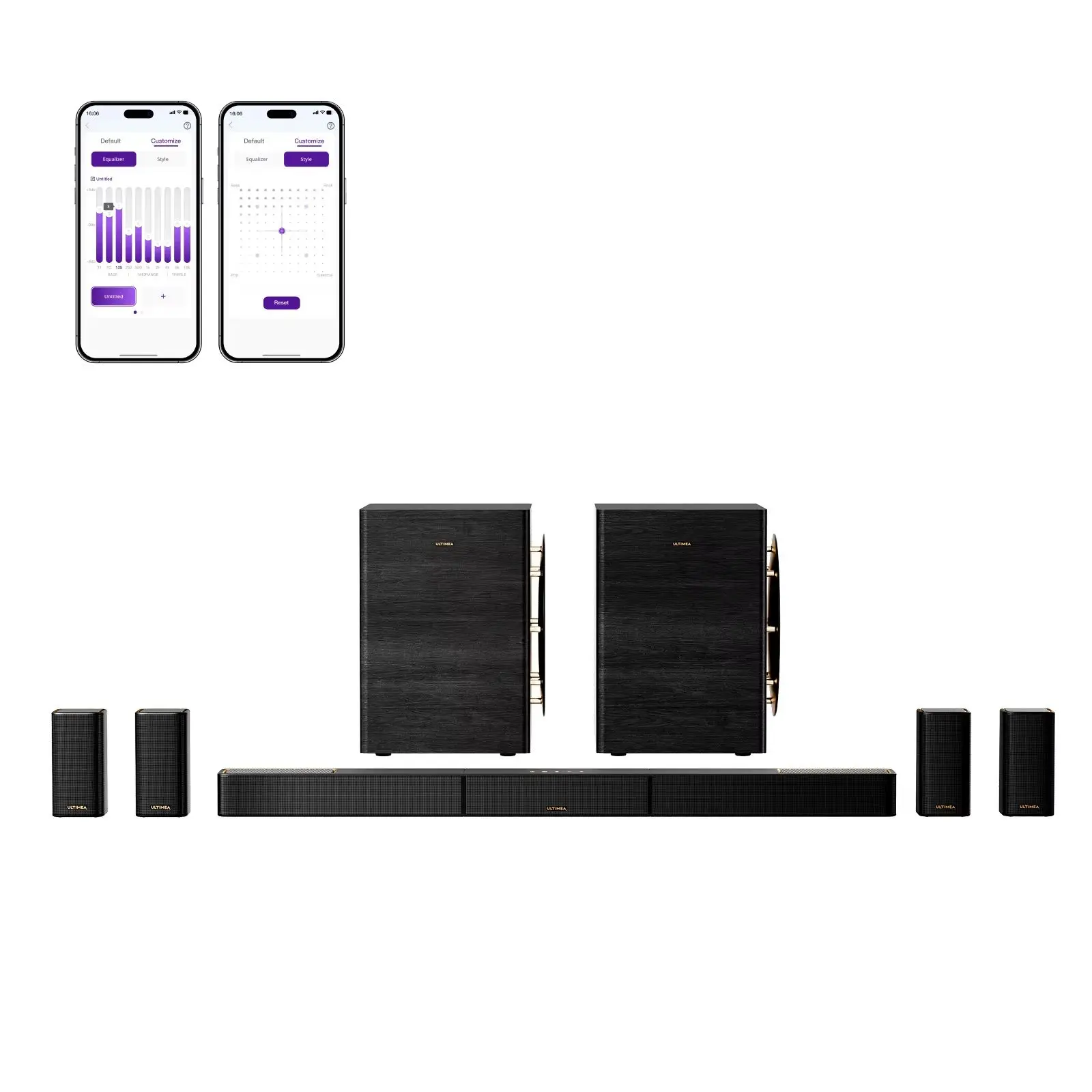 ULTIMEA Skywave X100 Dual 2000W 9.2.6ch THX-geoptimaliseerd draadloos surround sound systeem soundbar met Dolby Atmos & DTS:X, app-besturing