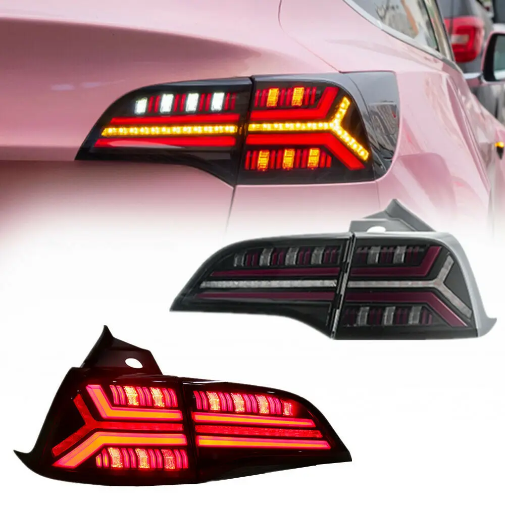 

LED Sequential Tail Lights For Tesla Model 3 Model Y 2018 2019 2020 2021 Start Up Animation Rear Lamps Tesla