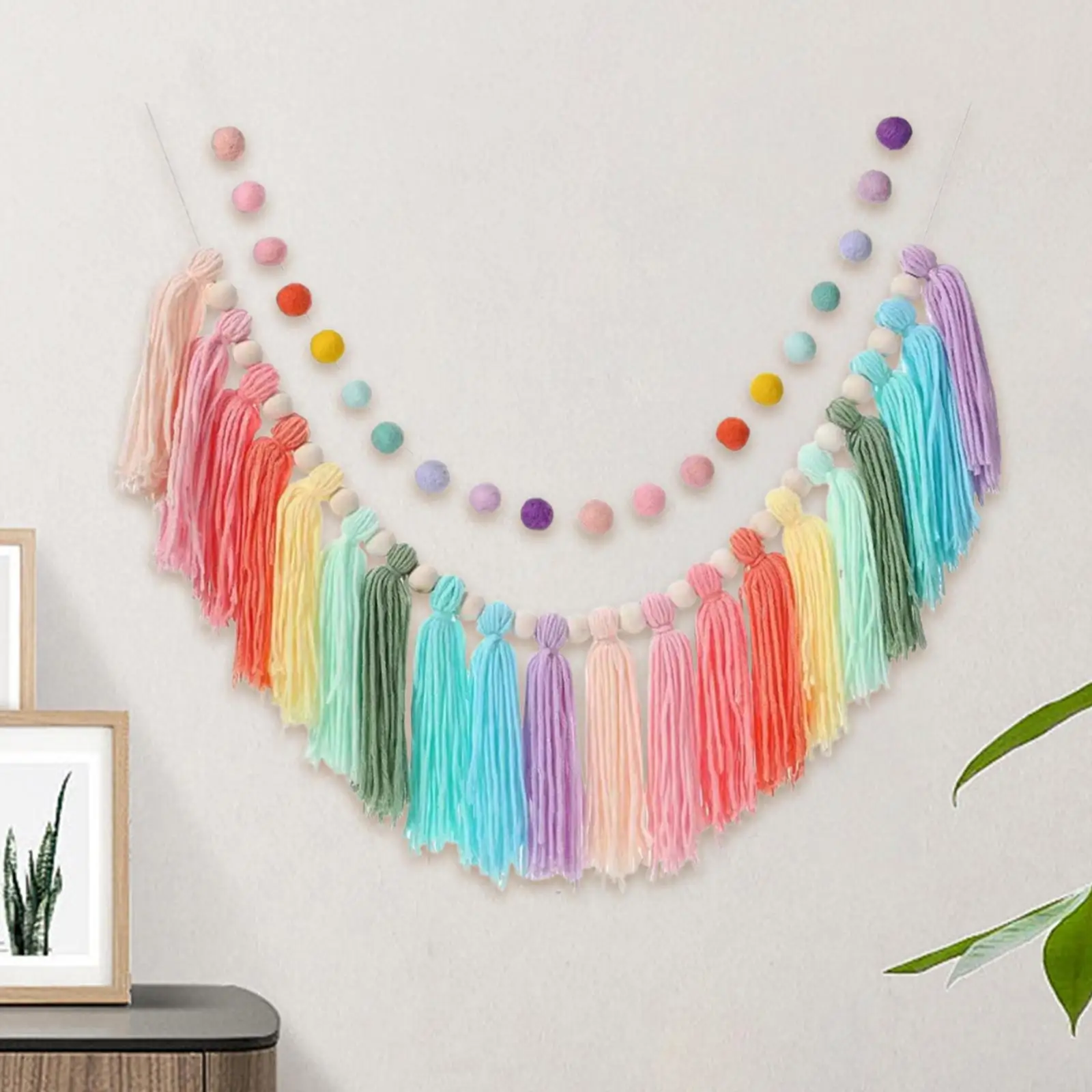 Boho Tassel Garland Colorful Wall Art Decor for Bedroom Farmhouse Classroom