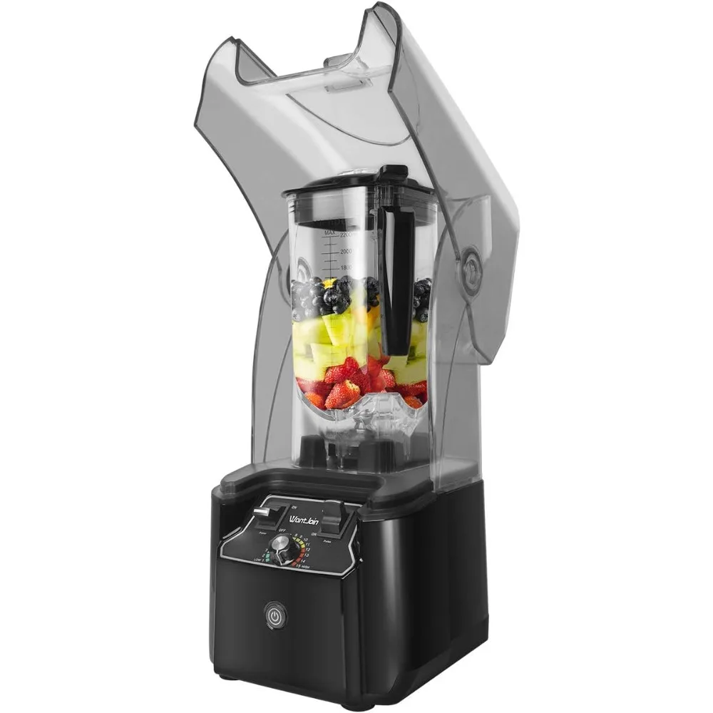 Professional Commercial Blender With Shield Quiet Sound Enclosure 2200W Industries Strong and Quiet Professional-Grade Power