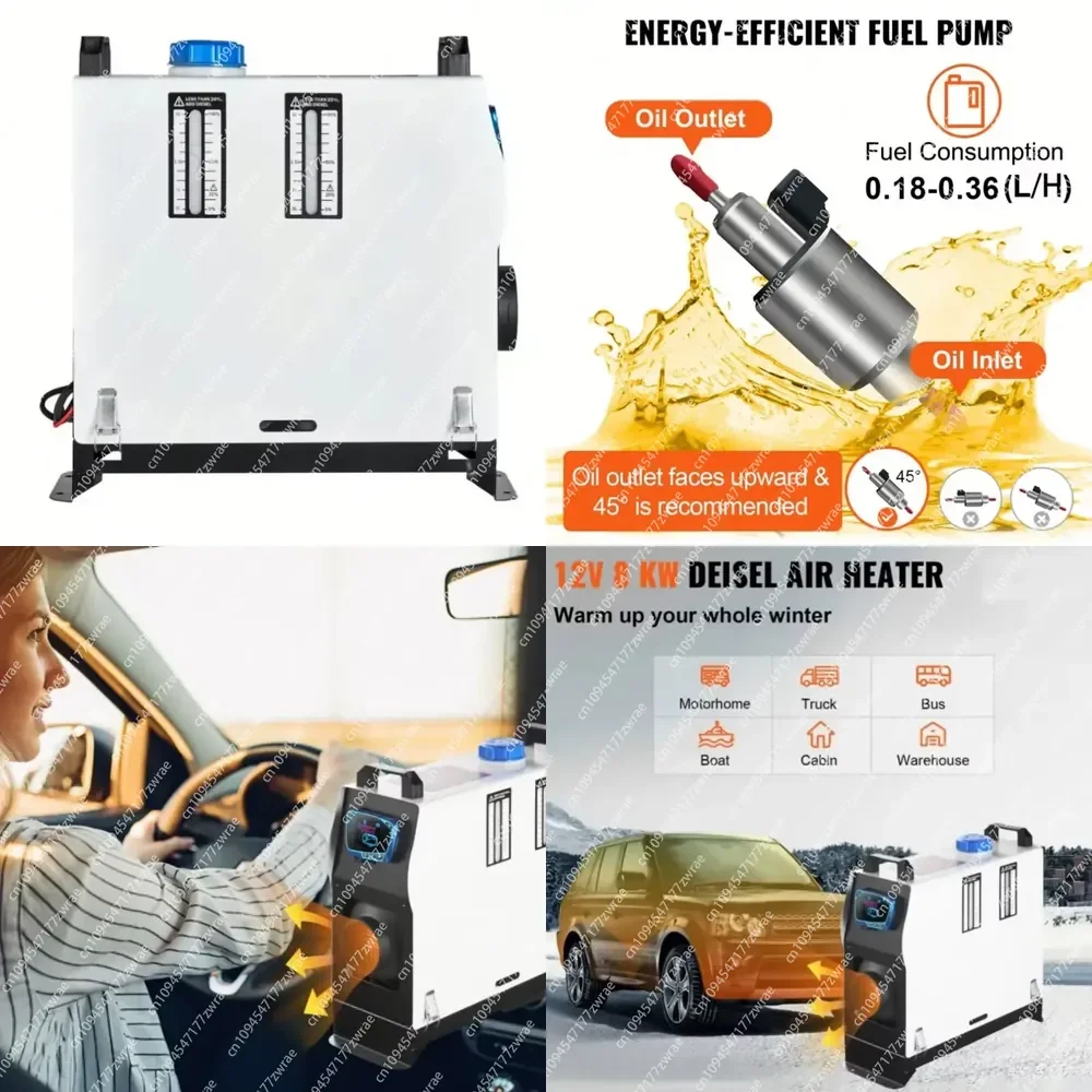 Diesel Air Heater All-in-One 8KW 12V LCD Switch Remote Control for Cars/RVs/Trucks/Boats/Caravans 5L Tank