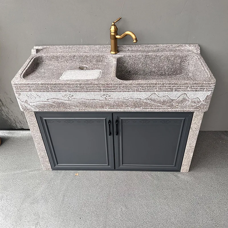 Outdoor laundry pool Integrated basin with rubbing board Balcony Granite sink Rural outdoor marble laundry sink