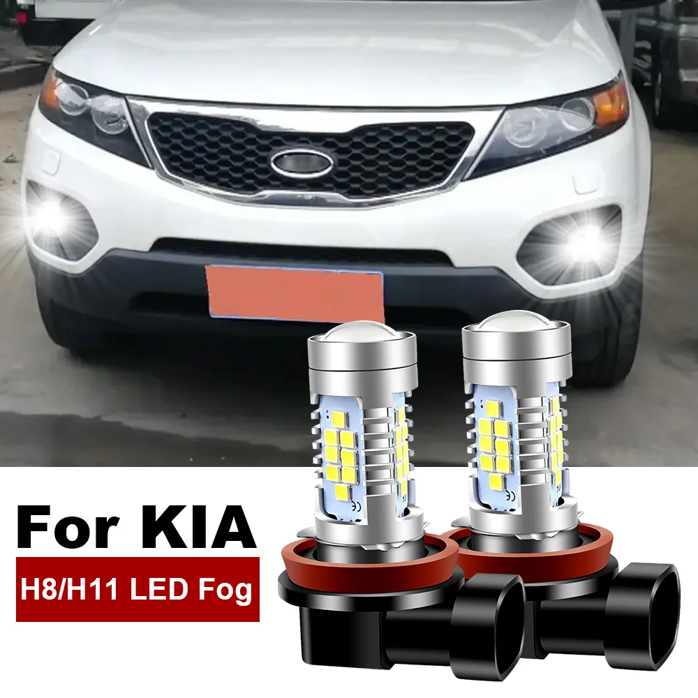 2pcs LED Fog Light Blub Lamp H8 H11 For Kia Sedona Sorento 2 3 Sportage Soul Carens 4 Ceed Cerato Koup Niro Optima Proceed XCeed