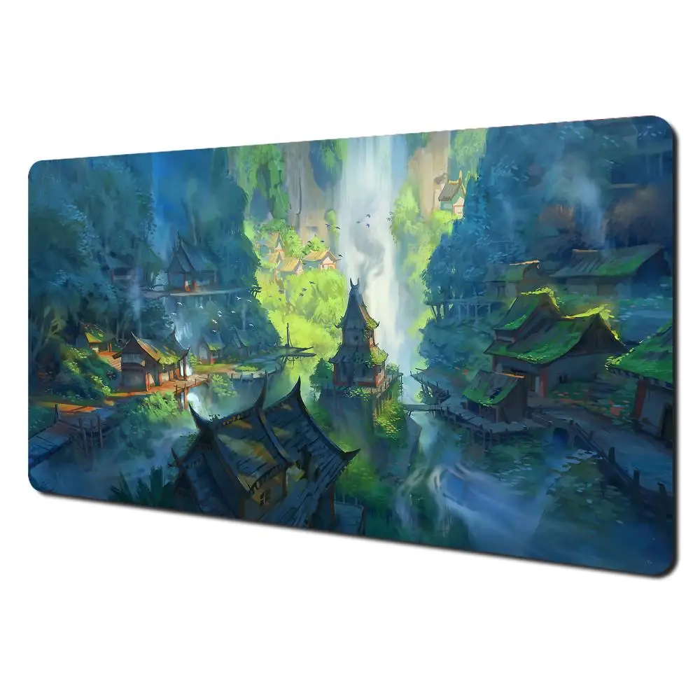 Mysterious Forest Secret Realm TCG Playmat 35X60CM Magic Card Battle Mat Non-Slip Durable Stitched Edge Tabletop Playmat