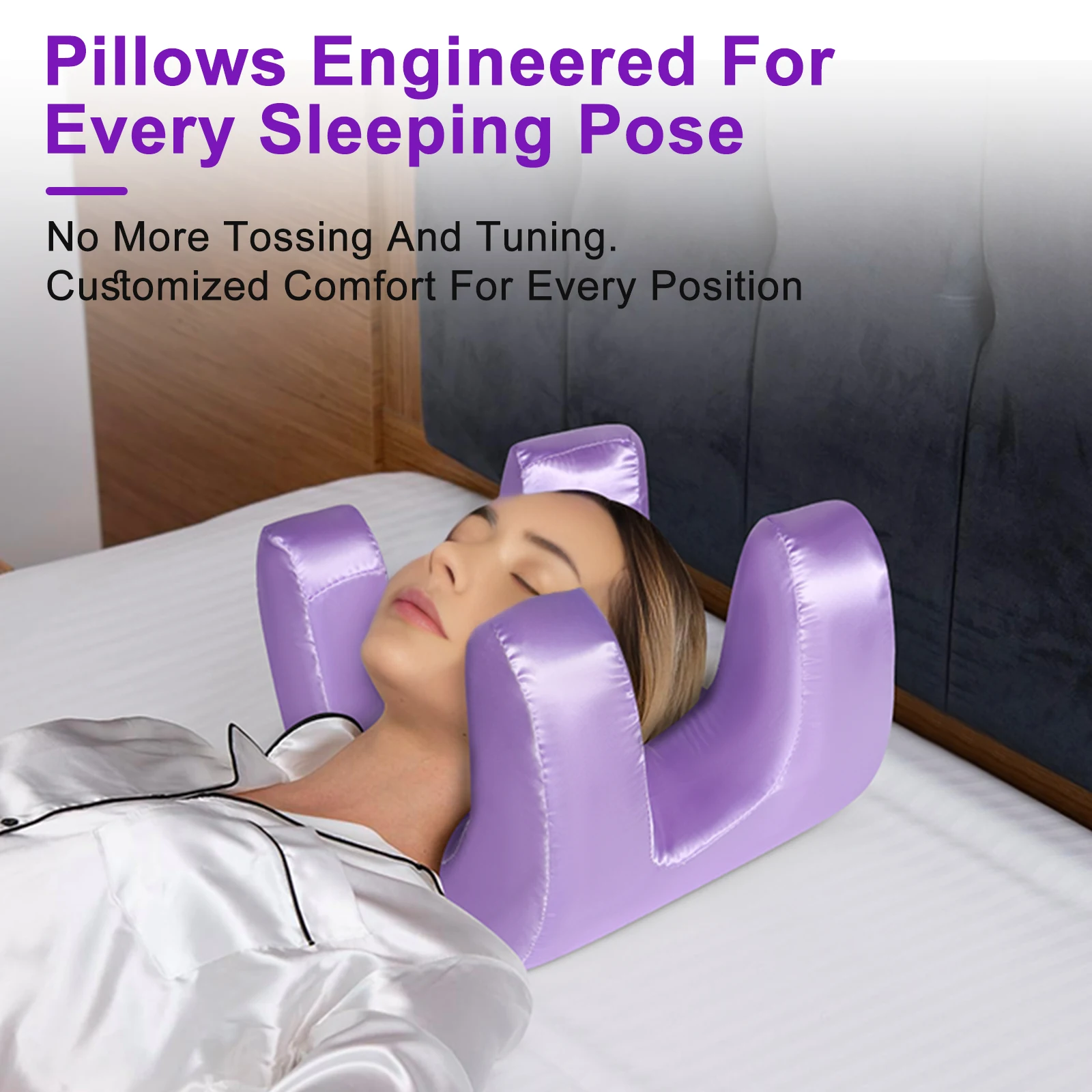 【Sleep Beauty Solution】Anti-Aging Pillow, Memory Foam Cervical Pillow with Satin Cover to Prevent Wrinkles & Refresh Skin