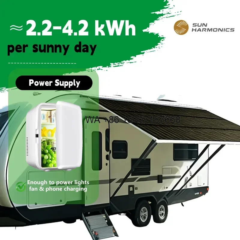 Wmwmnu for Sunharmonics FlexRoll Pro 620W Rollable CIGS Flexible Solar Panel for Outdoor Tents ETFE Coated Wind Resistant