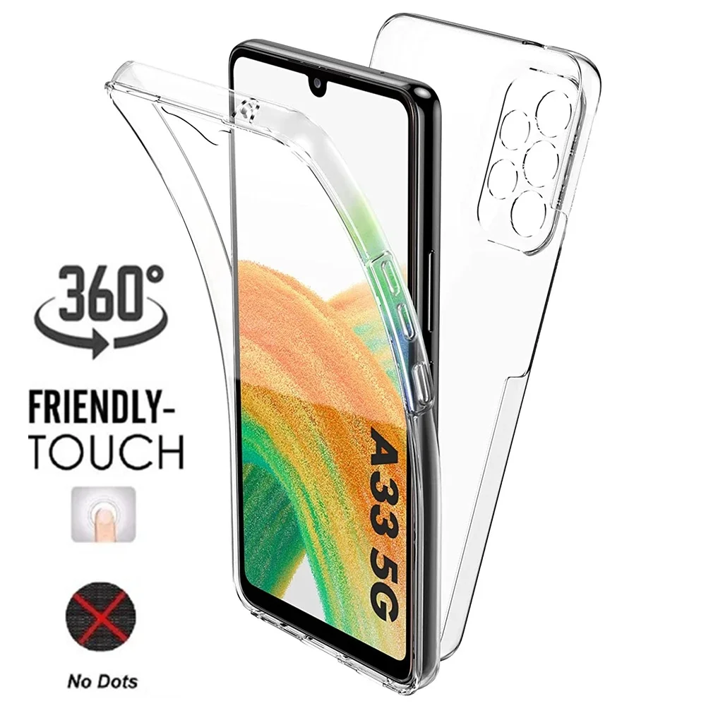 360° Full Cover Silicone Case For Samsung Galaxy A33 A23 A73 A13 A52 A53 A32 A22 A51 A71 A70 A50 S22 Clear Hybrid PC Hard Coque