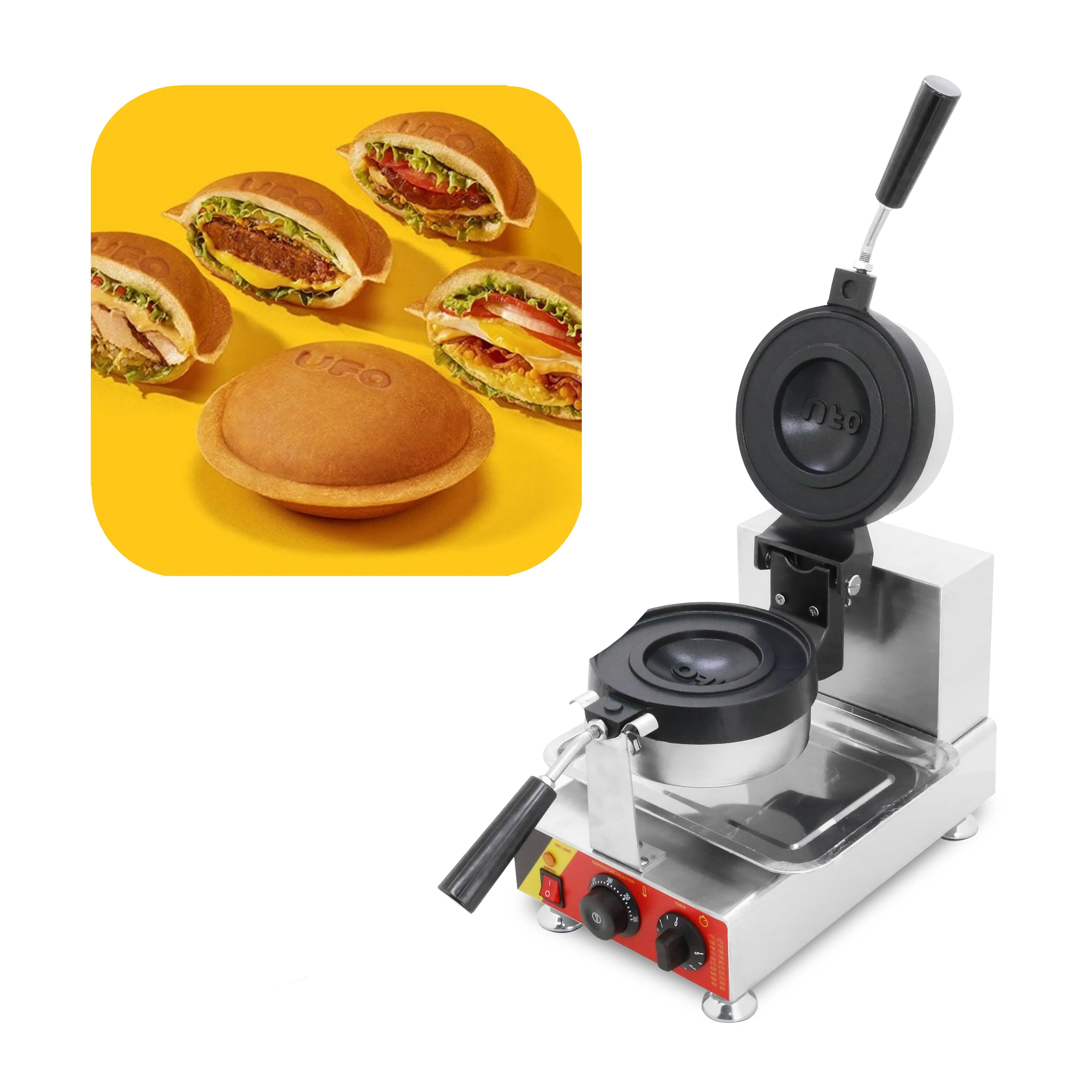 Commercial stainless steel UFO waffle burger machine
