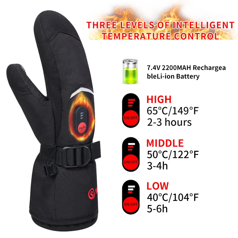 Manoplas de invierno Savior Heat, guantes calefactables para esquí, batería eléctrica recargable para hombres y mujeres, guantes para deportes al