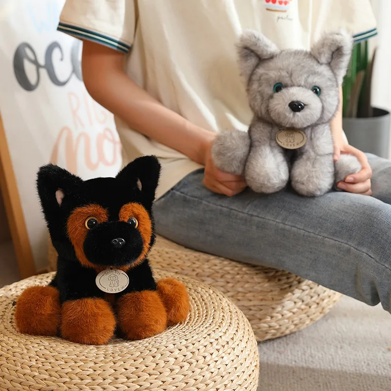 Knuffelig Zittend Kleine Wolf Hond Knuffels Zacht Gevuld Pluizige Husky Puppy Pop Mooie Metgezel Pop Verjaardagscadeautjes Kinderen