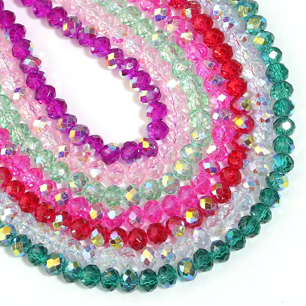 55-95 Stück/Lot 4/6/8mm AB Farbe Flache Runde Facettierte Kristallperlen Glas-Abstandshalter Lose Perlen für Schmuckherstellung DIY Armband Halskette – Detail 6