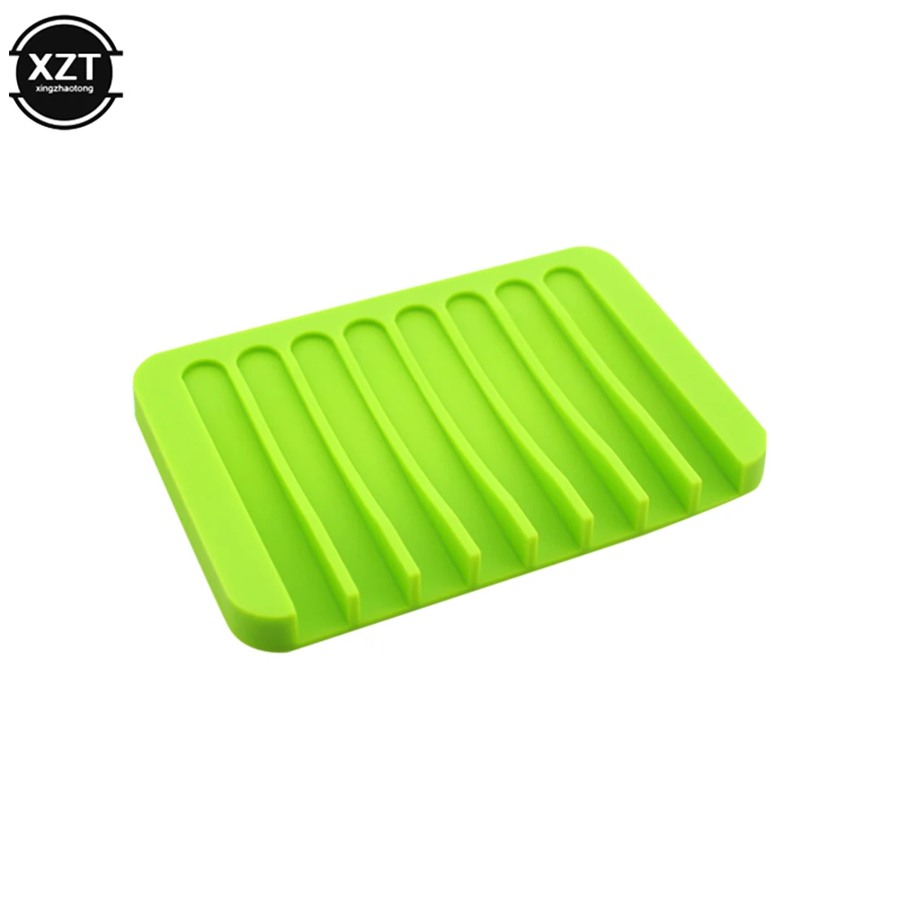 1Pc Bathroom Silicone Flexible Soap Dishes Storage Holder Soapbox Plate Tray Drain Bath Anti-skidding Tools New