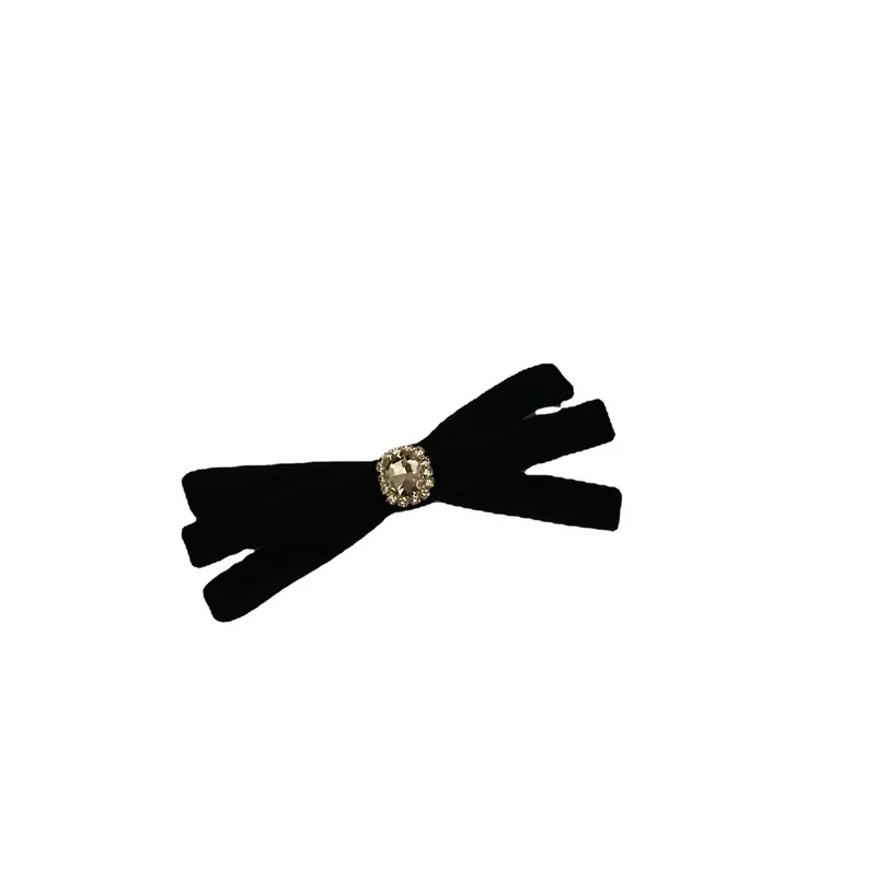 Korea INS black flocking bangs broken hair diamond duckbill clip girly temperament cute hairpin hair accessories female