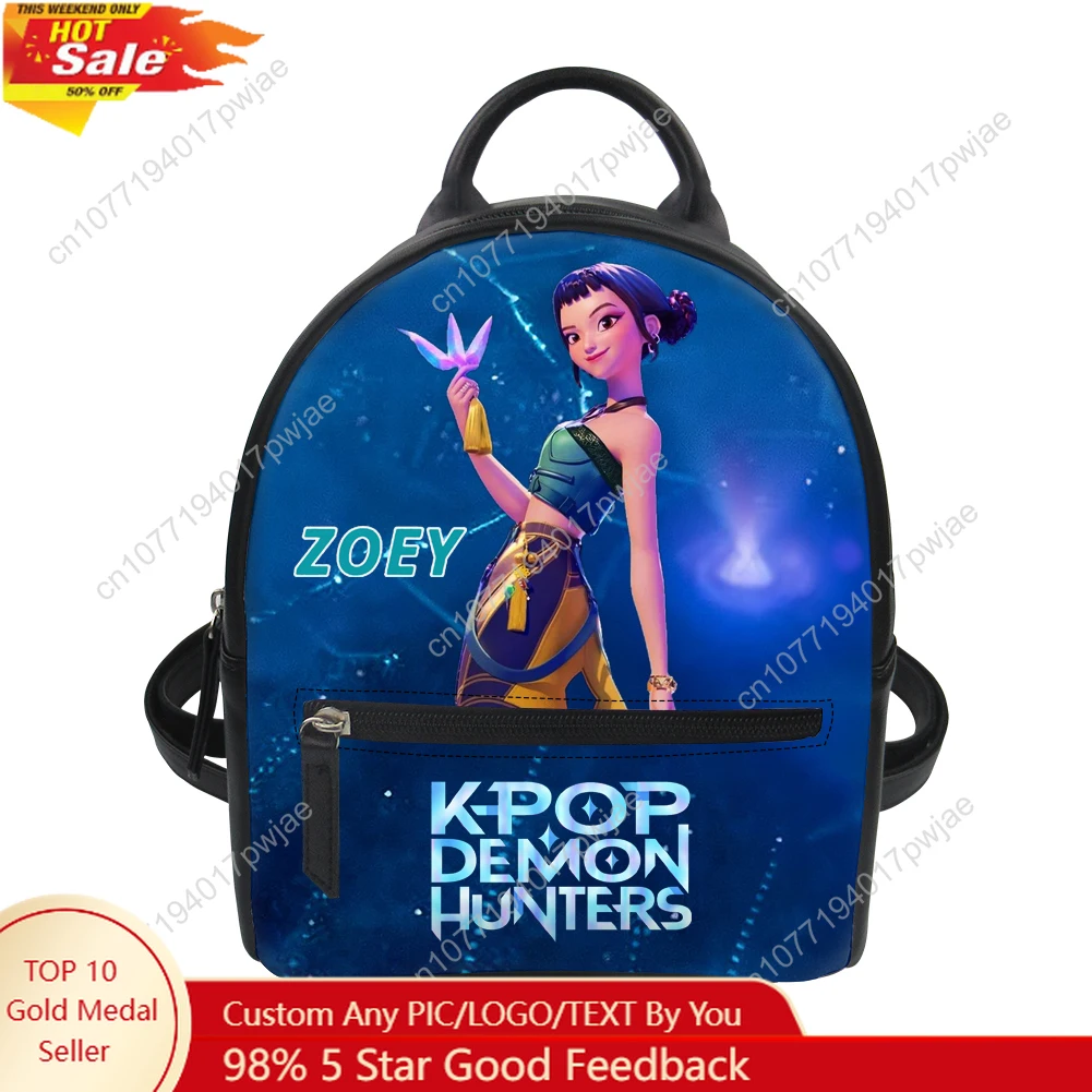 

KPop Demon Hunters Zoey Custom Mini Small Backpack Purse Carter Schoolbags Double Shoulder Bag Mini Daypack Leather Travel Bag