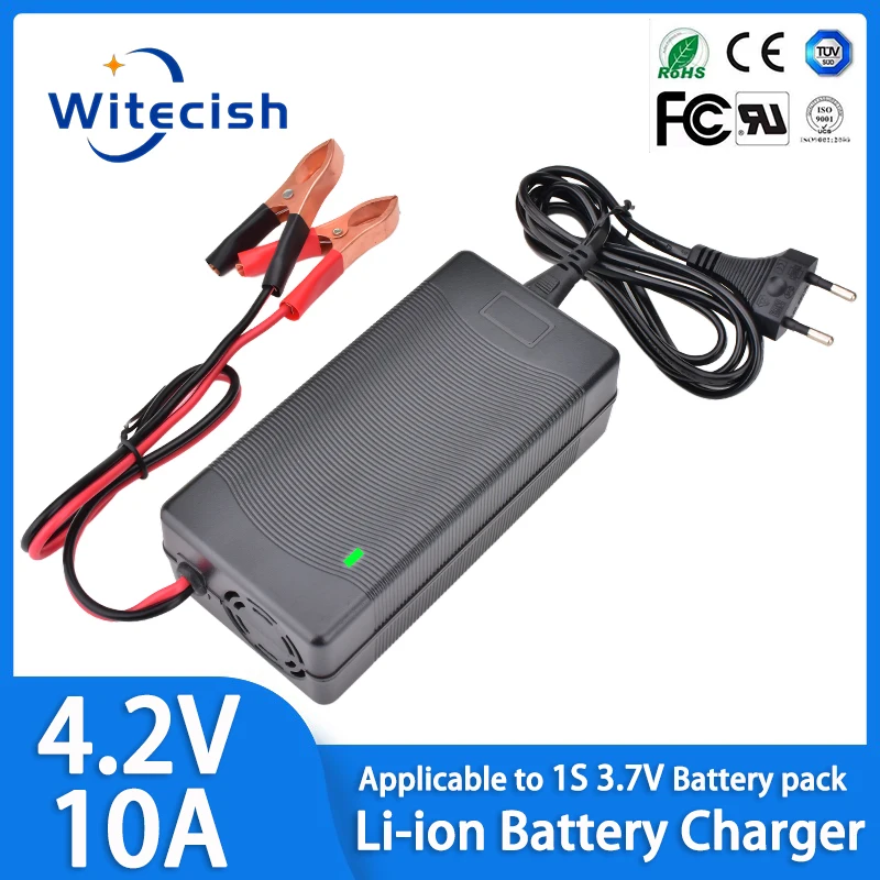4.2V 10A 18650 Lithium Battery Charger for 1S 3.7V 18650 battery  fast Charger It comes with alligator clips and a cooling fan