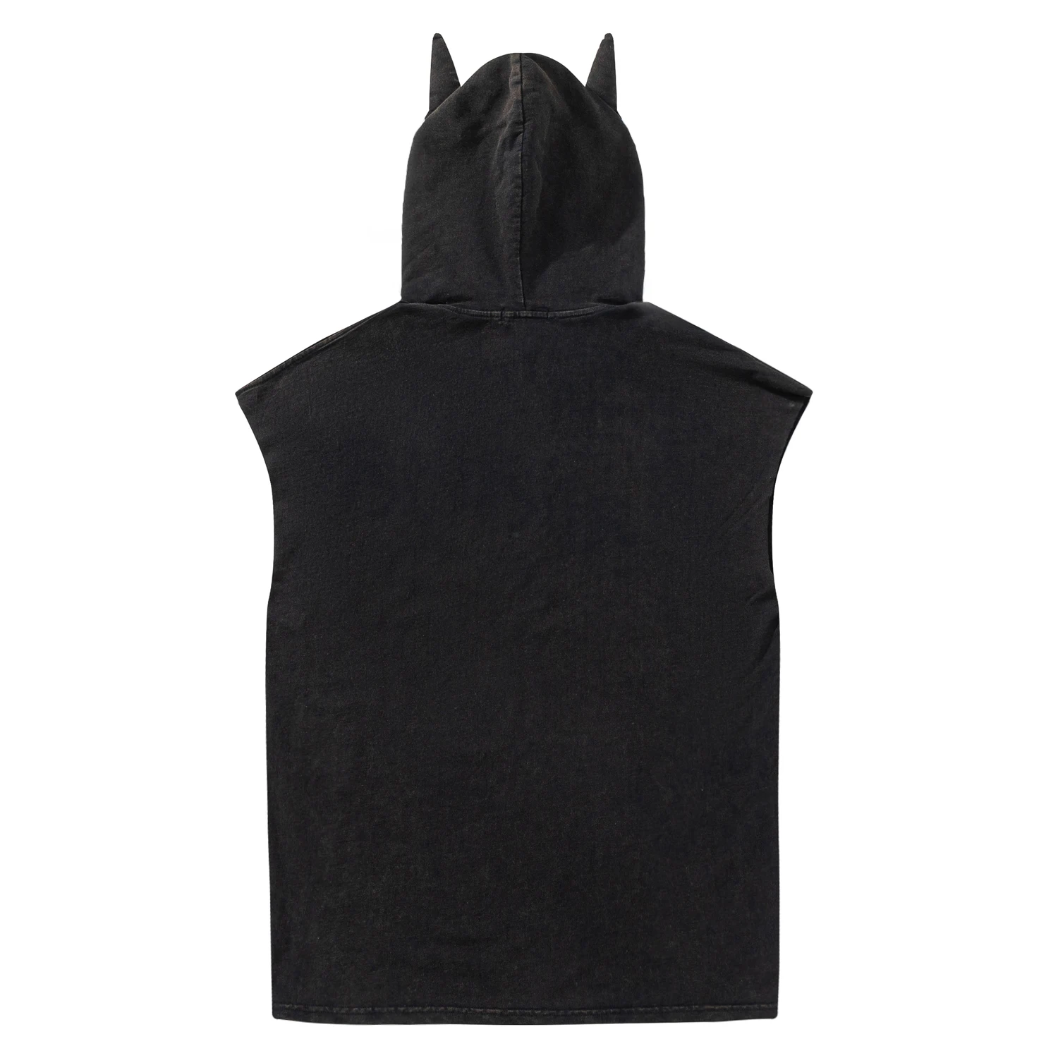 Summer Men Washed Sleeveless Tshirts Claw Graphic Print Casual Hooded Devil Horns Vests Streetwear Cotton Tank Tops