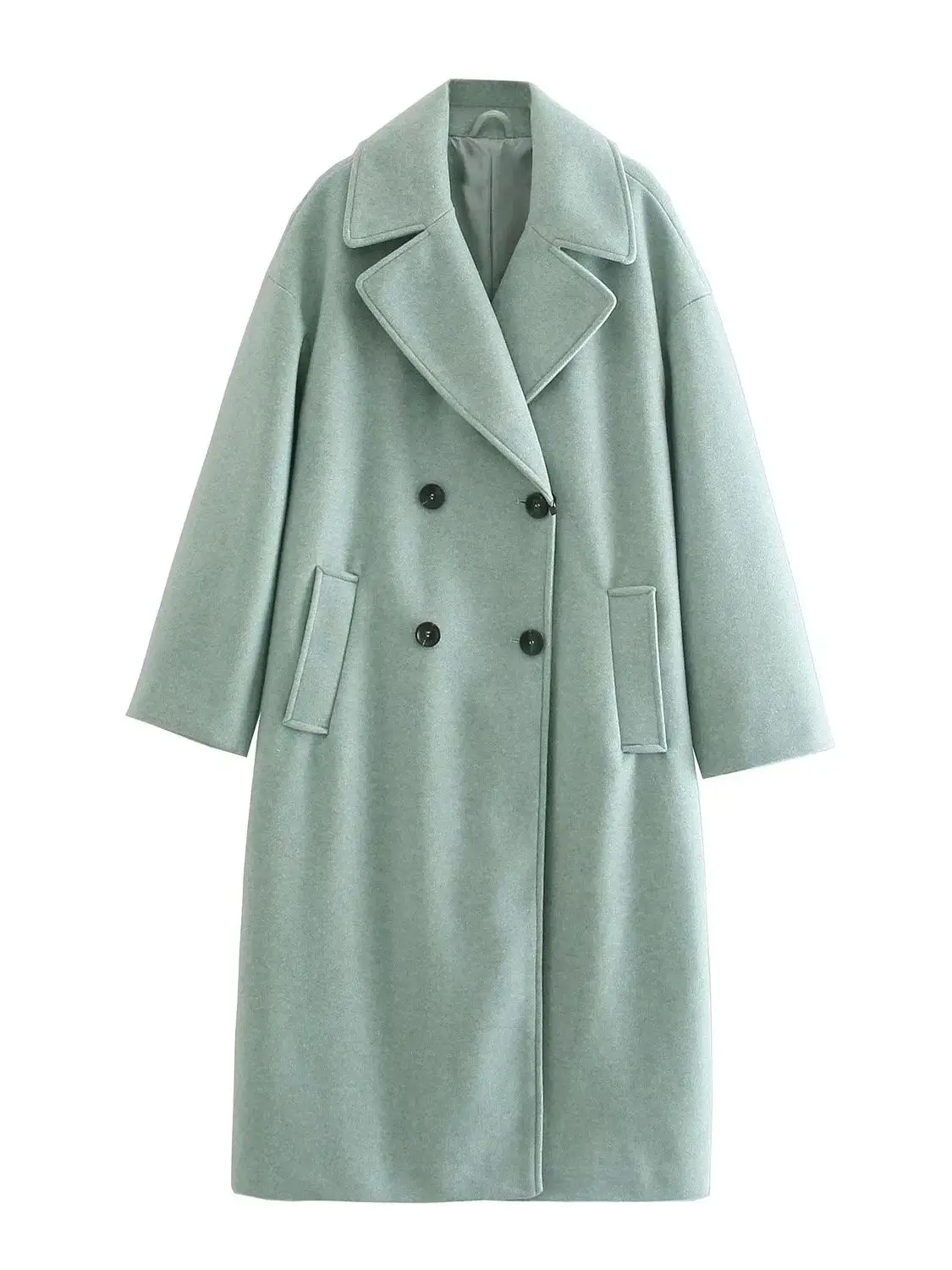 Women Autumn Winter Thick Long Coats Vintage V Neck Long Sleeve Pockets Jackets Fashion 2023 Elegant Female Coats All-match