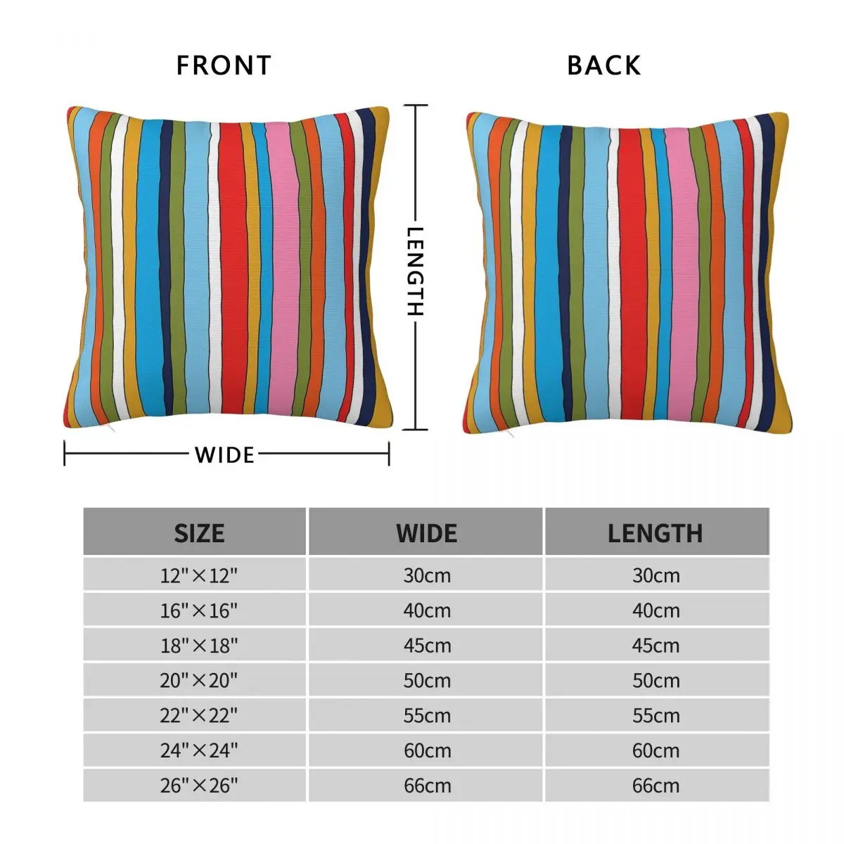 Retro Stripes Blue Mustard Olive Red Square Pillowcase Polyester Linen Velvet Pattern Zip Pillow Case Sofa Cushion Cover 45x45