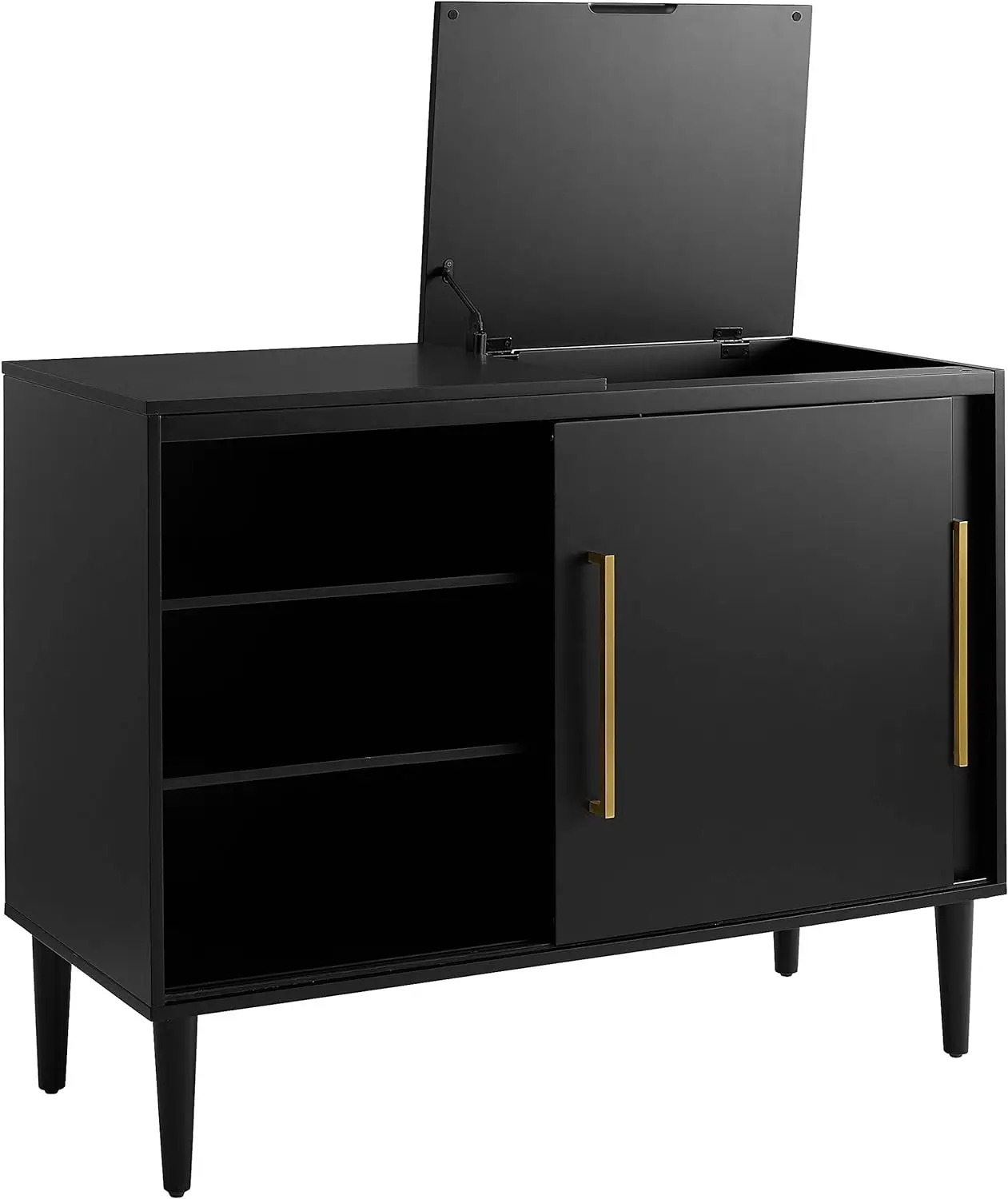 Современная медиа-консоль Crosley Furniture Everett среднего века, матовый черный