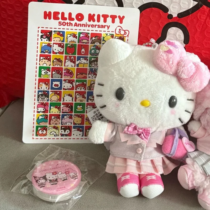 Sanrio Sparkling University Series Pochacco Hello Kitty Cinnamoroll Pom Pom Purin Kuromi My Melody Girl Heart Doll Pendant Gift