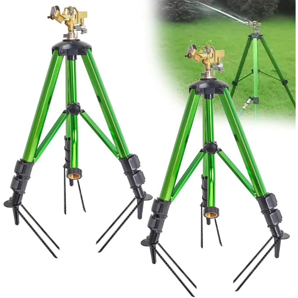 

Доставка по США, спринклер для наружного газона с латунной головкой, вращающийся на 360 градусов основание штатива, сверхмощный ударный спринклер для двора