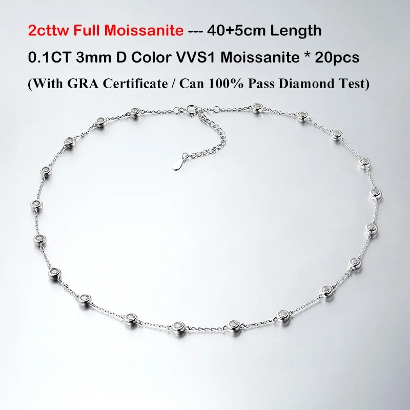 3mm 2CTTW D‑Color VVS1 Moissanite Bubble Tennis Necklace GRA Certified Pass Diamond Tester S925 Sterling Silver Sparkling Unisex Fine Jewelry Wedding Party Anniversary Luxury Gift For Men Women view 4