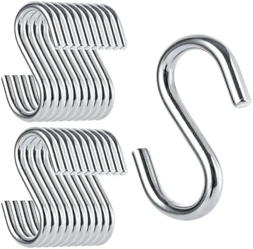 

CYEAH 50 шт. S-образные крючки из нержавеющей стали 304 - прочные подвесные крючки 2 дюйма, грузоподъемность 176 фунтов, для кухни, ванной, сада