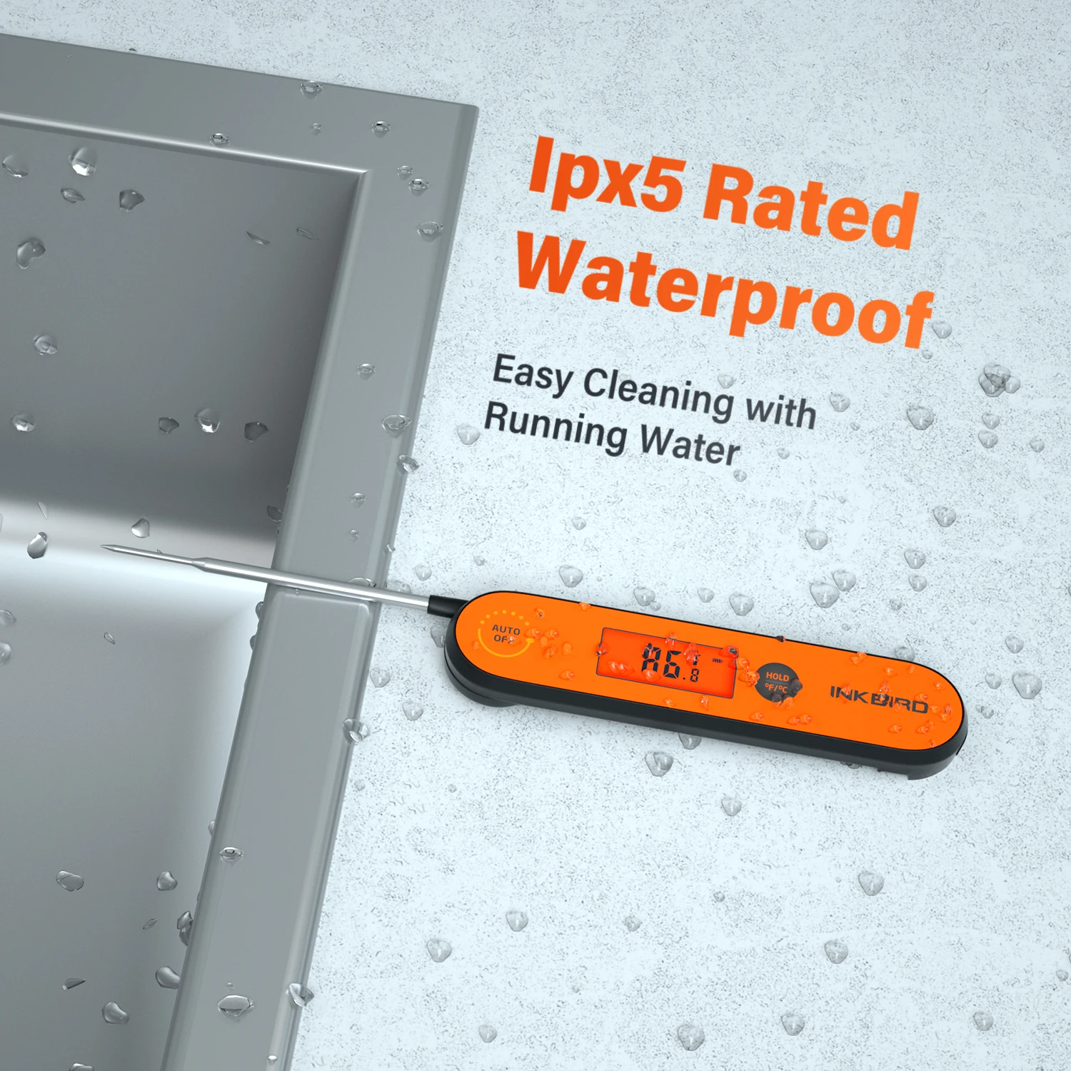 INKBIRD IHT-1P Digital Handheld Meat Thermometer 250mAh Rechargeable Fast Instant Read Cooking Thermometer with Folding Probe