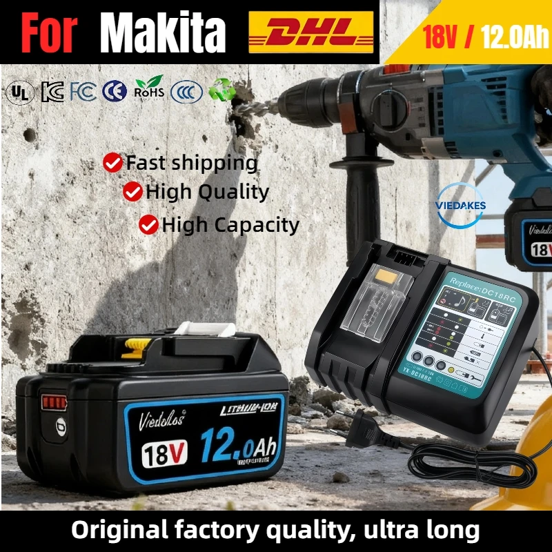 

Quick Charge 8.0Ah 10Ah 12.0Ah Battery for Makita 18V Battery BL1860, Get Back to Work Faster with Your Power Tools.