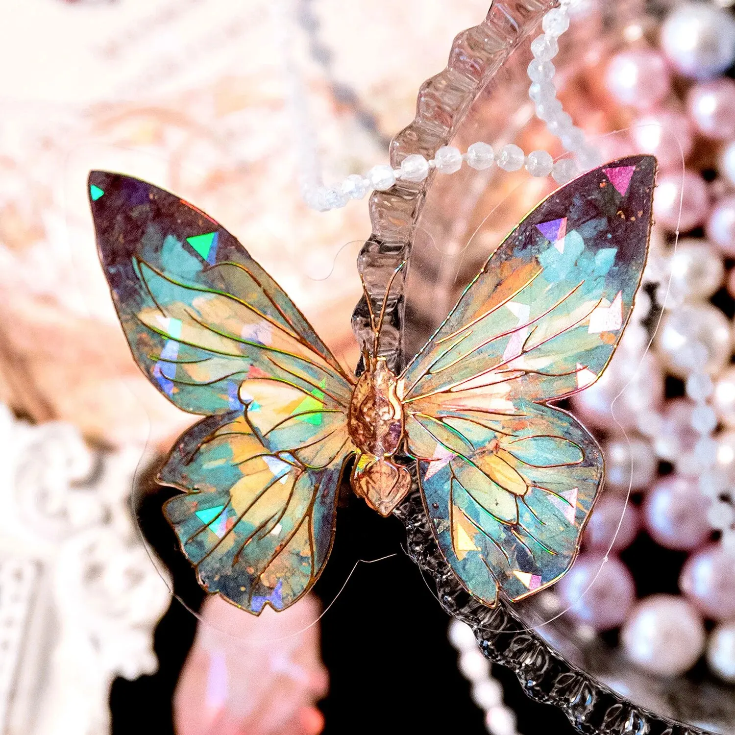 20 Pieces/bag Vintage Butterfly Stickers Laser Craft PET Waterproof Material DIY Creative Material image 4