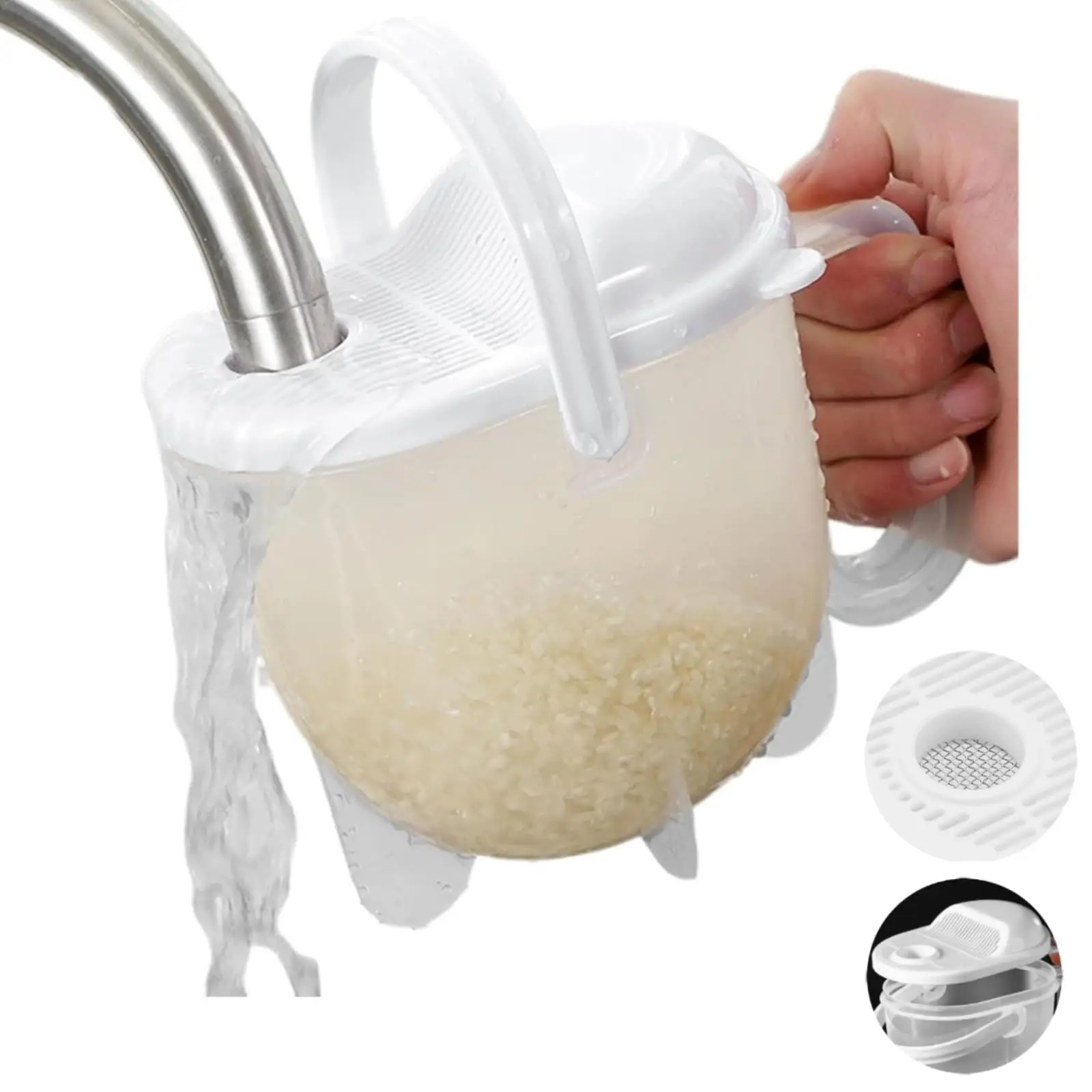 

400ml Rice Washer, Rice Cleaner Strainer Rice Washing Bowl Rice Colander Strainer with Handle for Beans, Pasta & Fruits