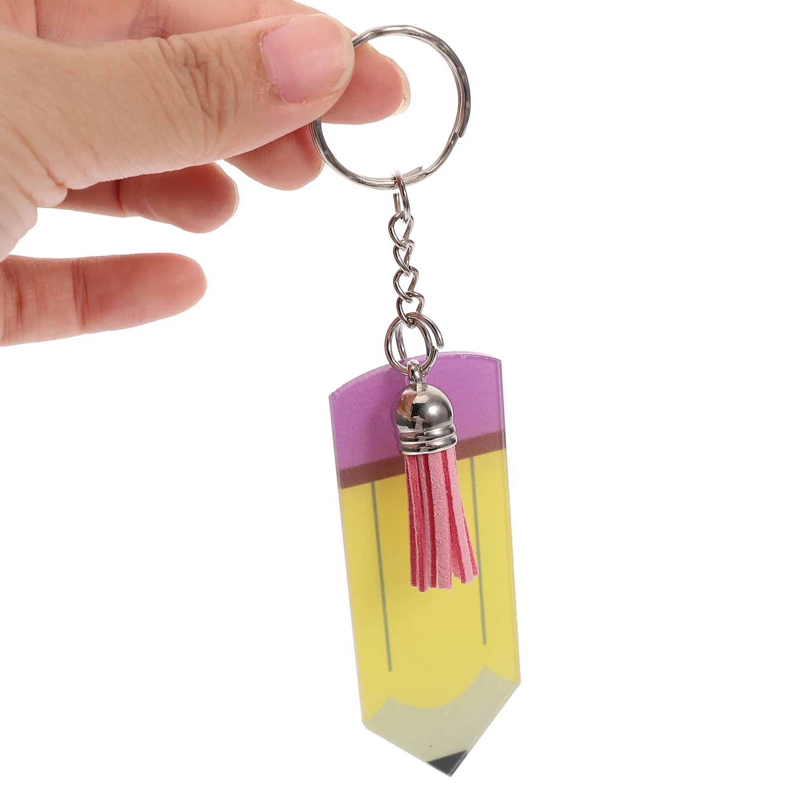 

4pcs Acrylic Keychain Pencil Shaped Unique Key Ring For Teacher Appreciation Back To School Gift Bag Hanging Decor Pencil
