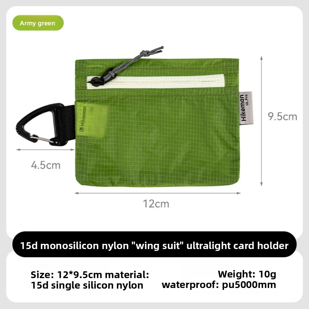 10g Ultra-Light Mini Card Bag Silicone Coated with Triangle Mountaineering Buckle Card Pouch Waterproof Cards Cash Purse