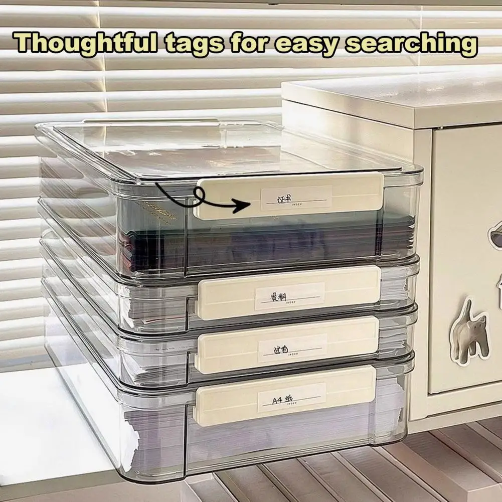 Transparent Document Box Capacity Stackable Transparent File Storage Box Organizer for Documents Plastic Snap-on Design for Easy