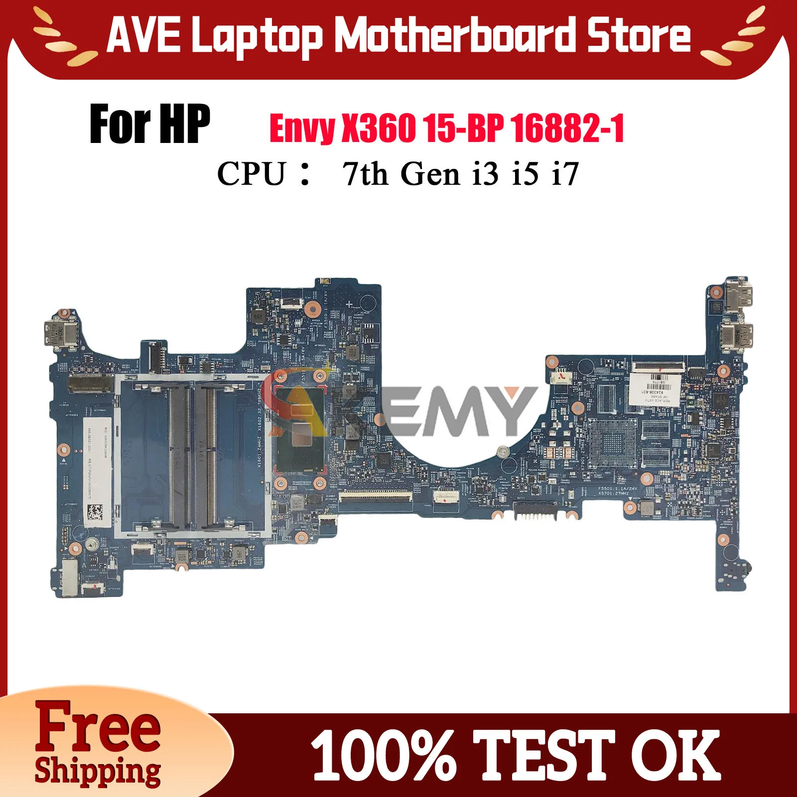

16882-1 для ноутбука HP Envy X360 15m-bp, материнская плата с процессором i5 i7 DDR4 924309-601 924308-601 UMA, 100% полностью протестировано
