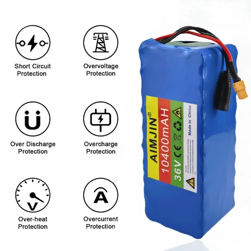 36V 10400mAh Li-ion Scooter Electric battery 18650 10S4P 500W high power batteries with BMS Protection+42V Charger