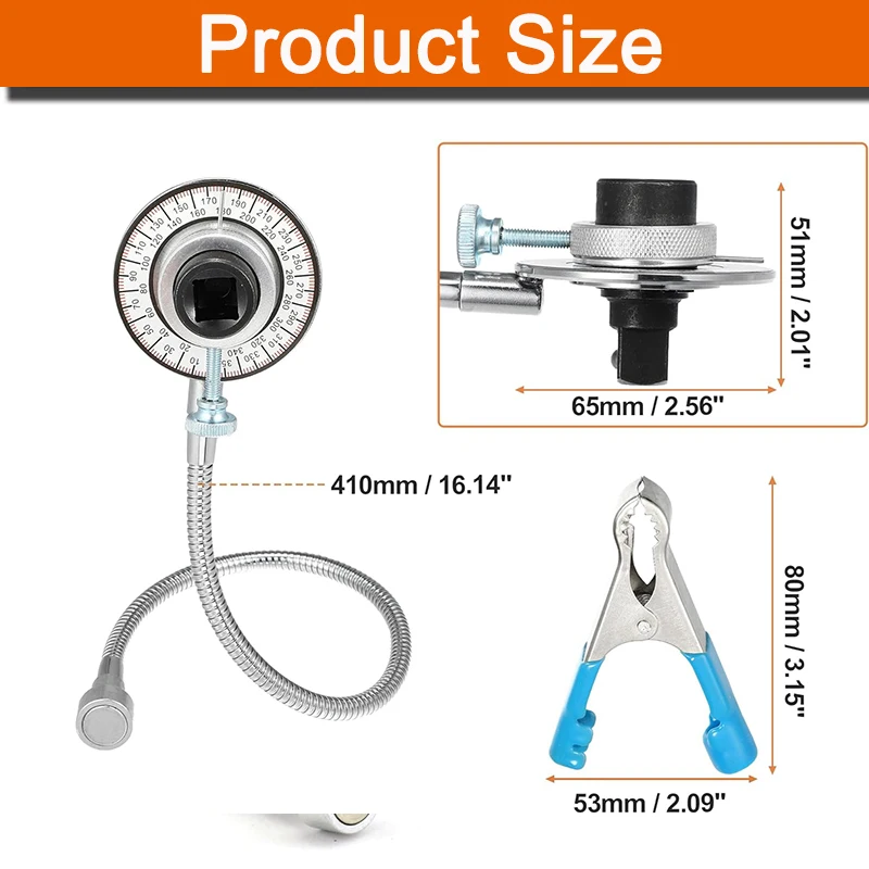 Drive Torque Angle Gauge 360° Adjustable 1/2