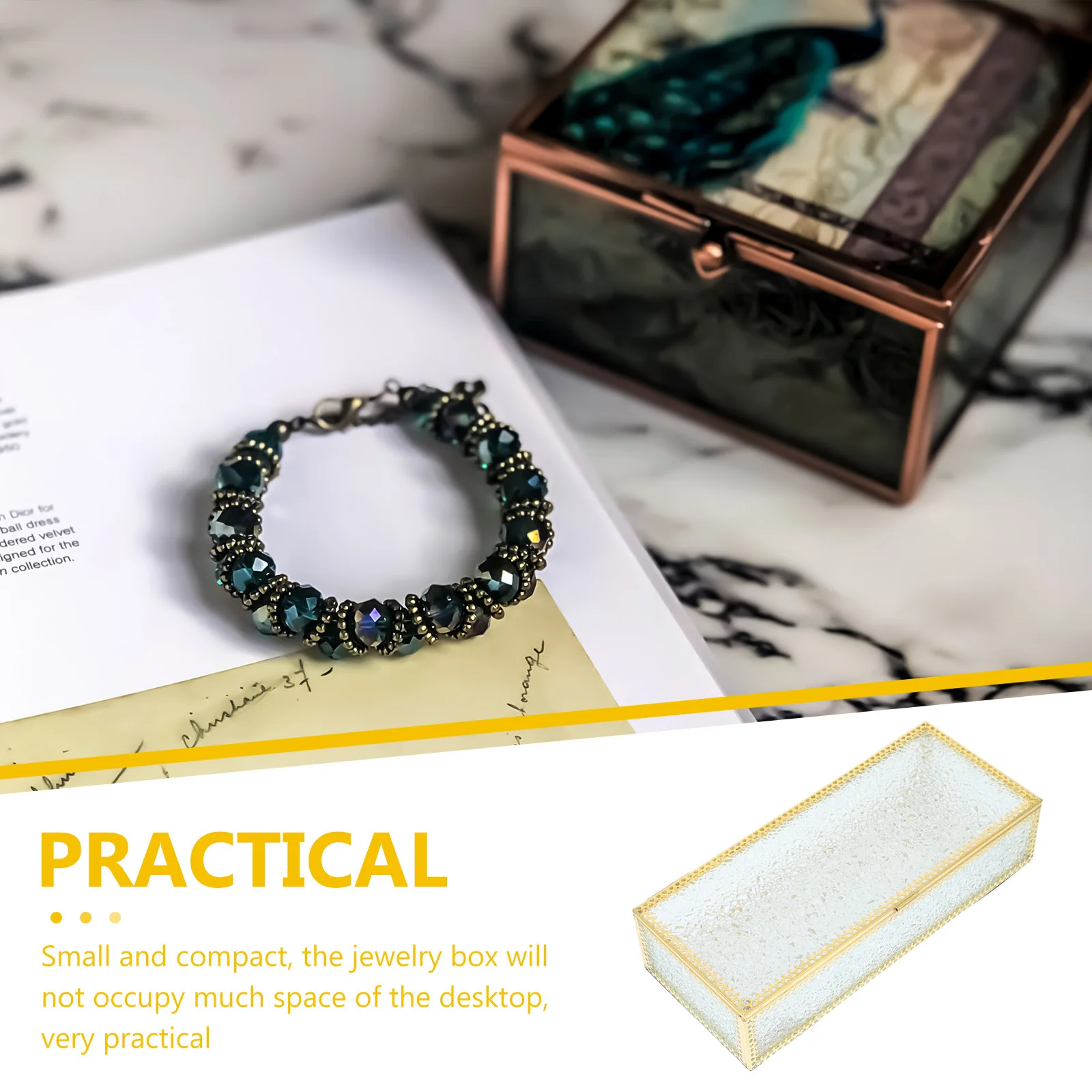 

Elegant Jewelry Box Sturdy Iron Construction with Transparent Lid for Safe Keepsake Storage of Rings Earrings