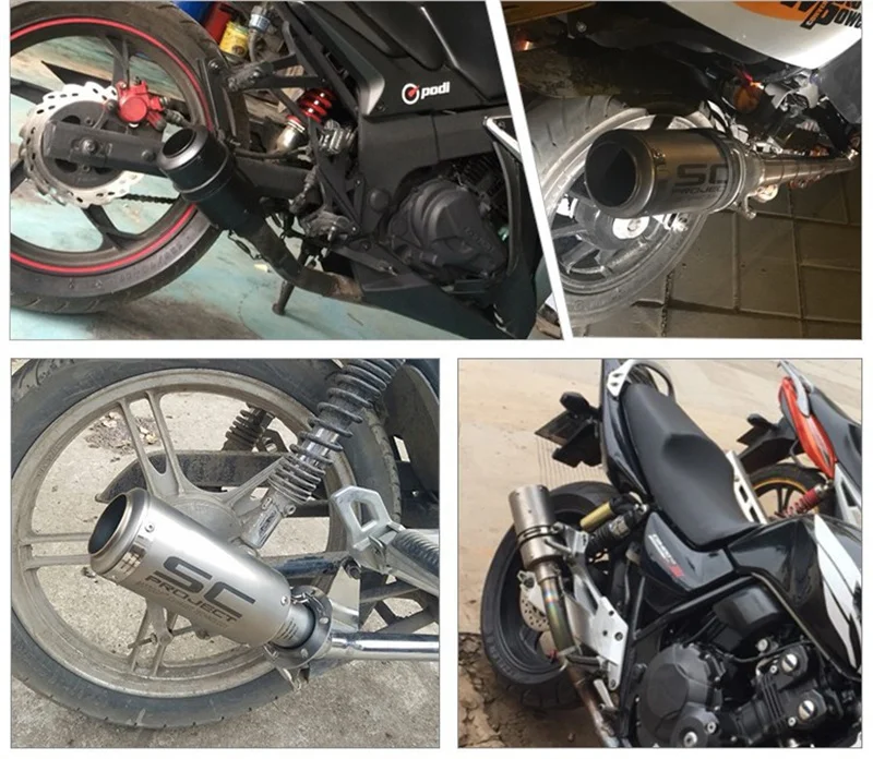 51/60 مللي متر العالمي للدراجات النارية العادم إينوكس الخمار ألياف الكربون العادم مع DB القاتل ل z900 R3 R25 MT07 MT09 R1 Z400 Z650