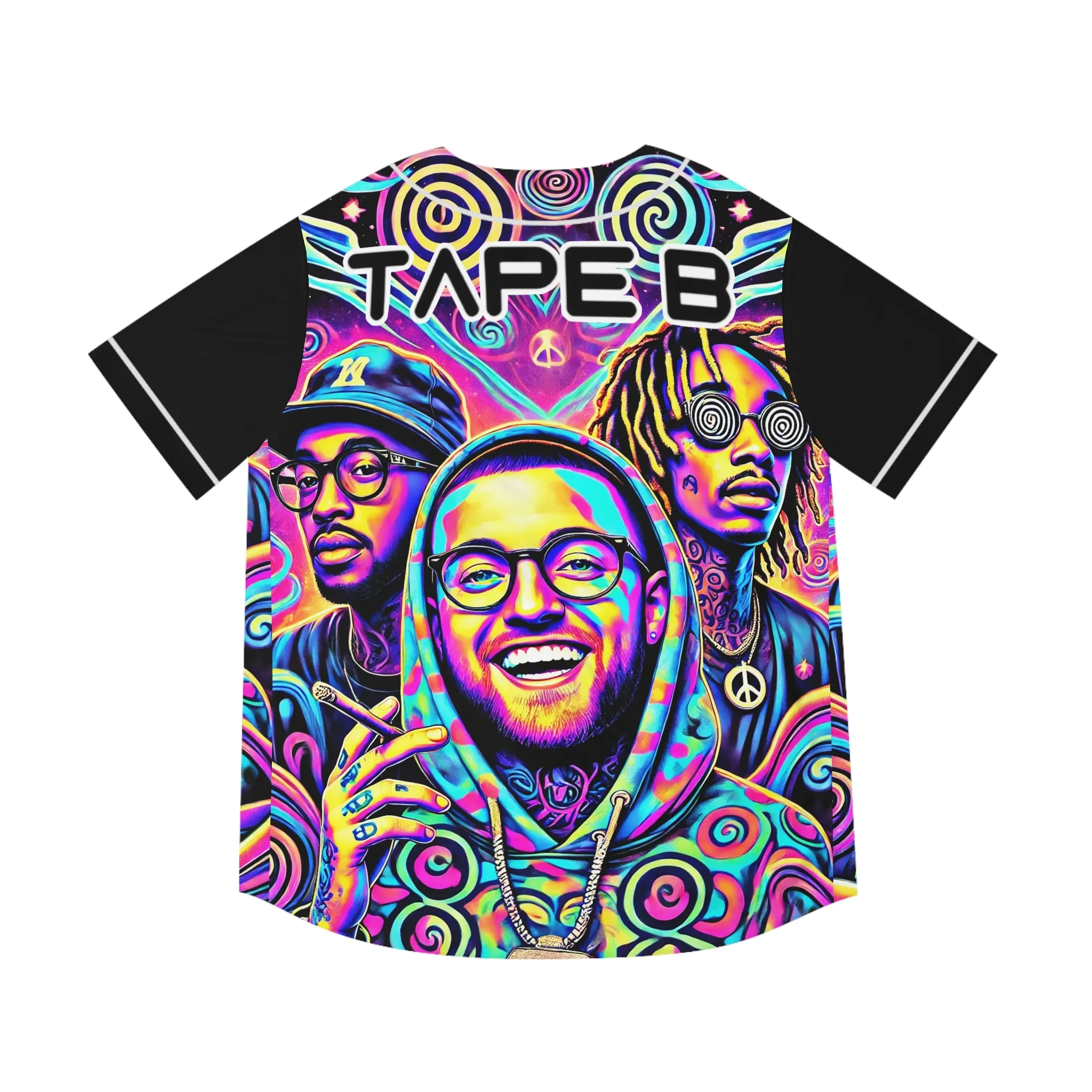 Hip Hop Figure Art Baseball Jersey, Vivid Swirl Background Pattern. Loose Button Shirt, Perfect for Weekend Trips Casual Meetups