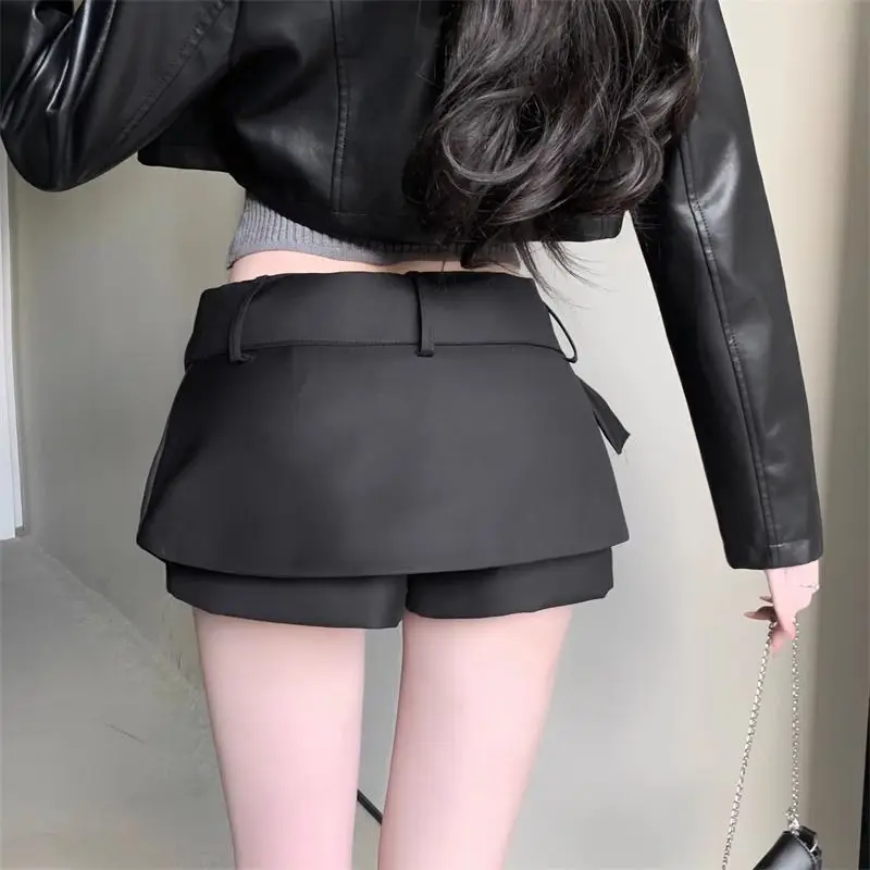 Y2K Spice Girl minirok met hoge taille voor dames, sexy grijs anti-licht ontwerp, korte rok, trendy retro mode, met riem