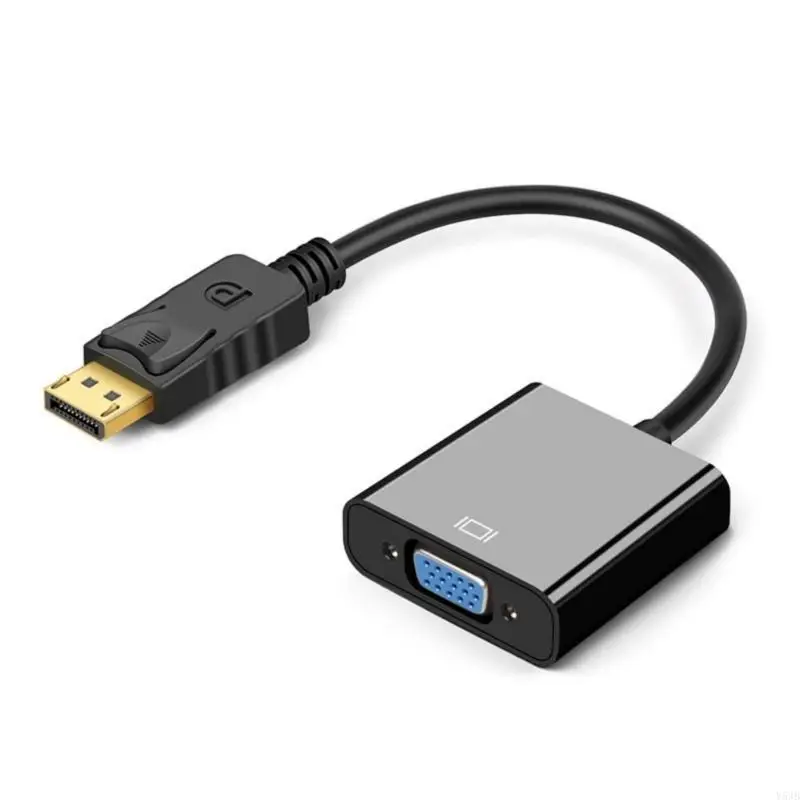 Y5JB Portable DPs to VGA Converter 1080P Resolution Gold Plate Interfaces DisplayPort to VGA Adapter for Monitors Projectors