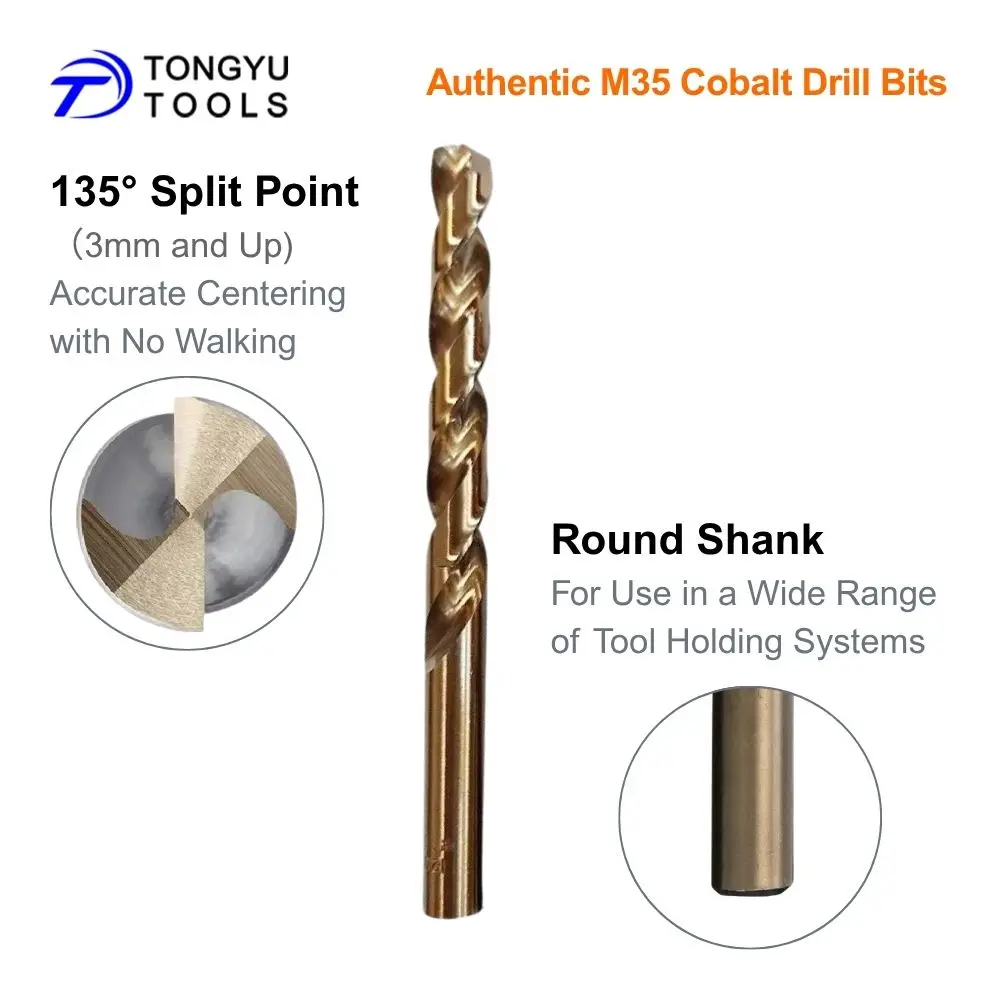 M35 Kobalt-Bohrerset DIN338 HSS Co5% Spiralbohrer für Edelstahl Hartmetall 135 ° Split Point Rundschaft – Detail 5
