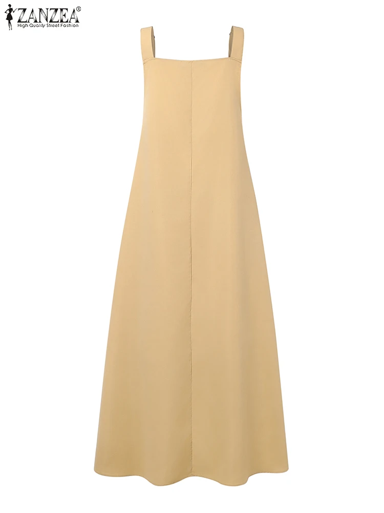 

Stylish Summer Overalls Dress ZANZEA Muslim Abaya Robe Femme Sleeveless Maxi Long Dresses Casual Kaftan Ramadan IsIamic Clothing