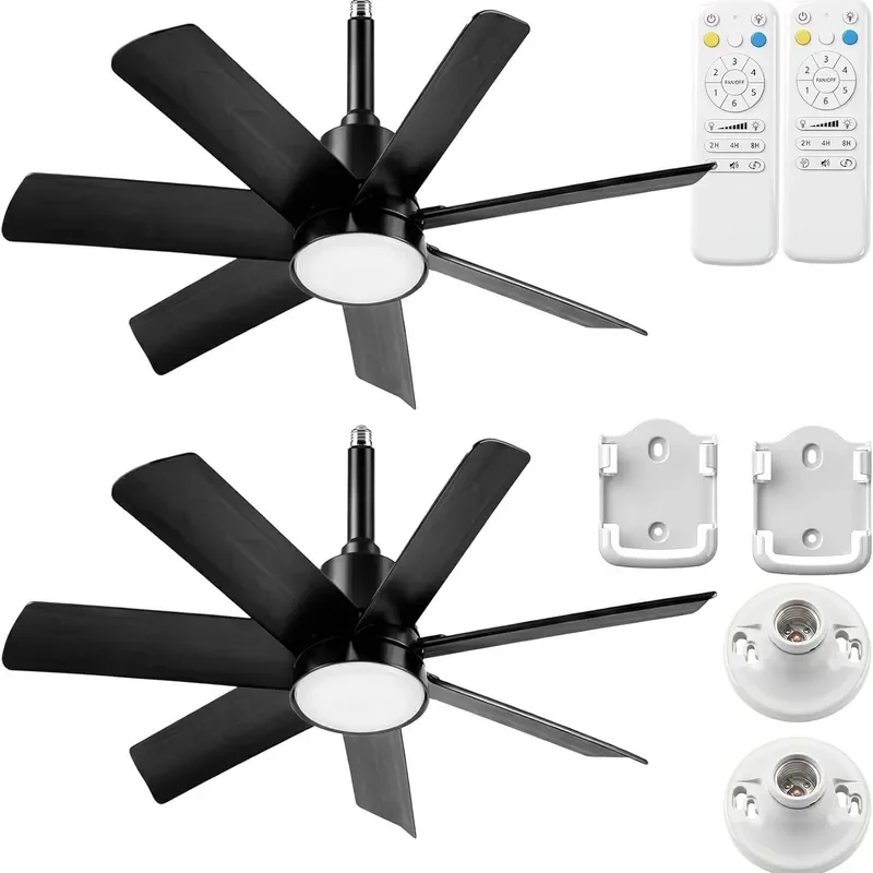 28 Inch Ceiling Fan Light With Remote Control E27 Screw Base LED Lamp Adjustable Color Temperature Modern Home Lighting