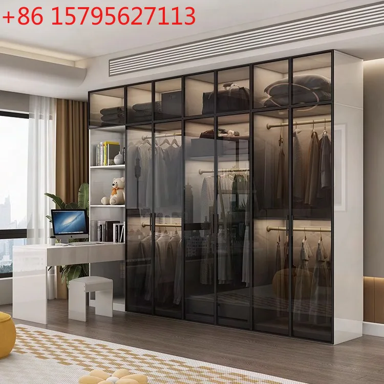 

Многофункциональный шкаф со стеклянной дверью, распашная дверь из массива дерева, простой гардероб, гардероб, большой шкаф для домашнего хранения