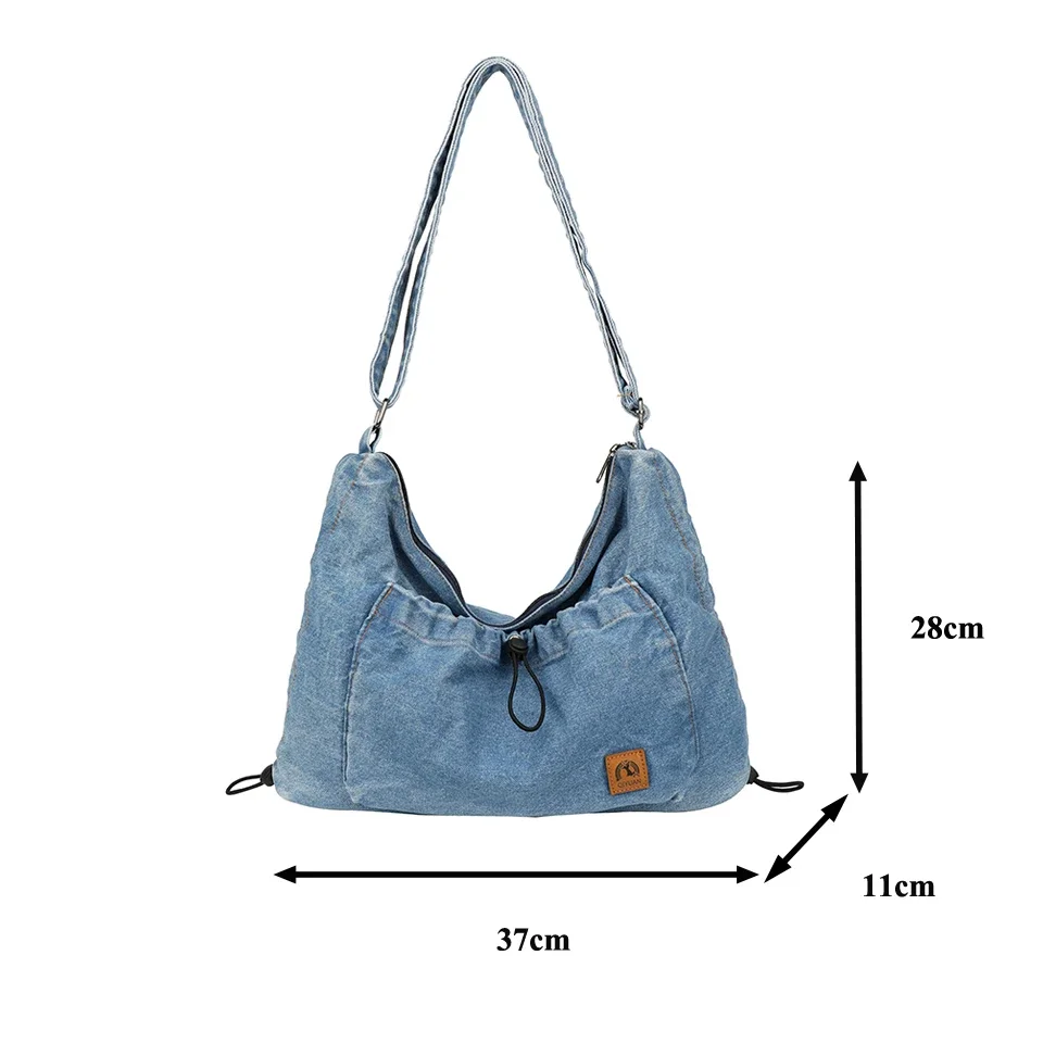 Denim Women's Bag 2024 New Jeans Shoulder Bag School Messenger Bag Y2K Eco Bag Korean Shopper Satchels Vintage Hand Bag Ladies