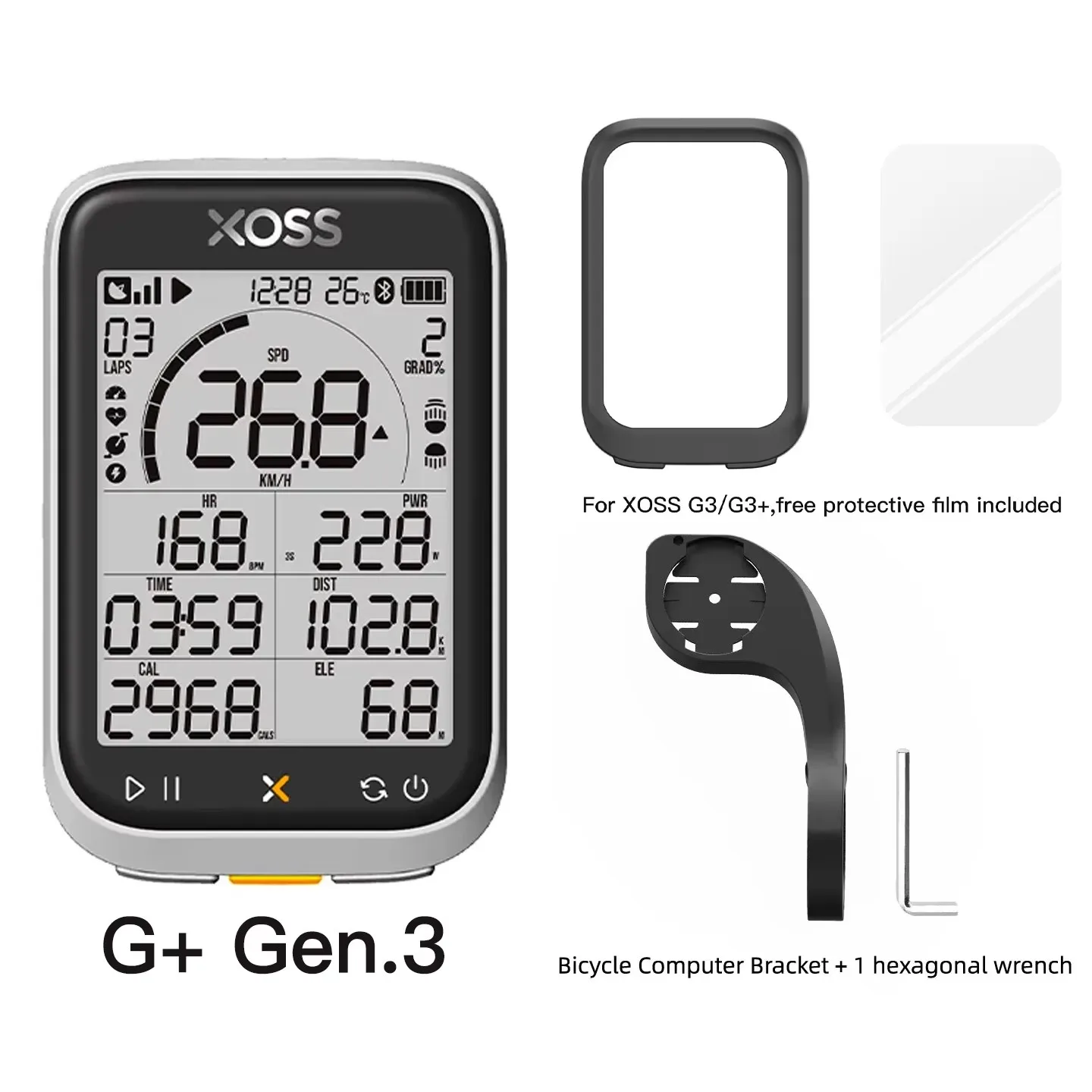 XOSS G3/G3 + GPS Computador de bicicleta G3 Plus Velocímetro de ciclismo ANT + Conexão Luzes de bicicleta Medidor de energia Cadência Odômetro de bicicleta XOSS G3/G3 + GPS Computador de bicicleta G3 Plus Velocímetro de ciclismo ANT + Conexão Luzes de bicicleta Medidor de energia Cadência Odômetro de bicicleta
