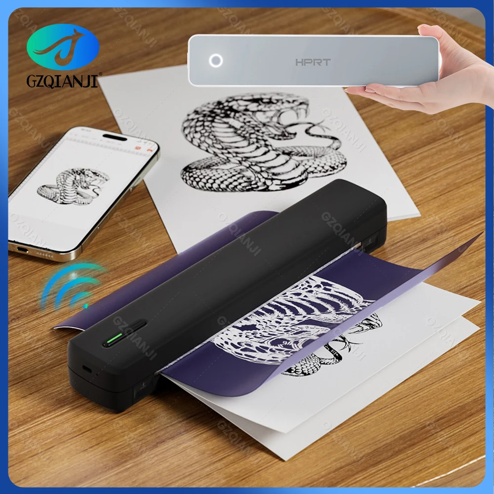 300DPI/203DPI Mini A4 Thermal Printer Portable Wireless Bluetooth Tattoo Stencil Printer Tattoo Transfer Copier Paper