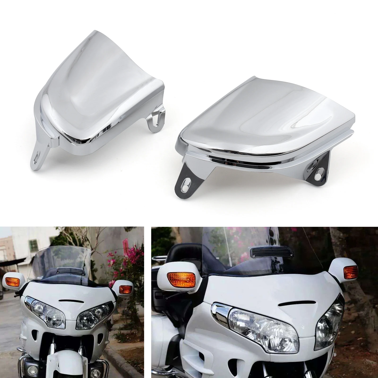 Topteng Front Chrome Headlight Cover Trims For Honda Goldwing Gold Wing GL1800 GL 1800 2006-2014